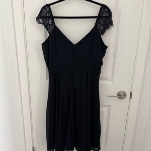 Boohoo Night Black Dress with Lace Detail